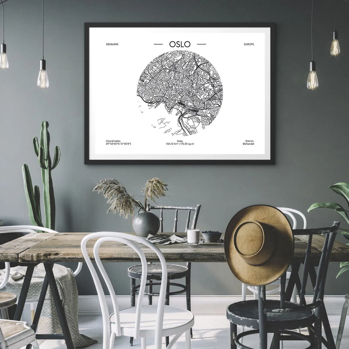 Poster in cornice nera - Anatomia di Oslo - 91x61 cm