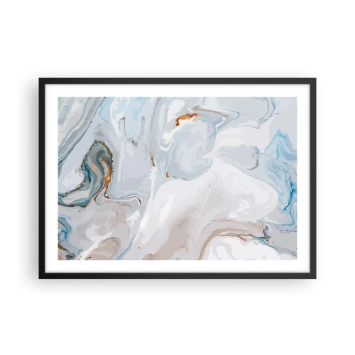 Poster in cornice nera - Onde astratte nei toni del blu e del bianco - 70x50cm - Bianchi sovrapposti - Decorazione murale moderna per soggiorno e camera da letto ARTTOR