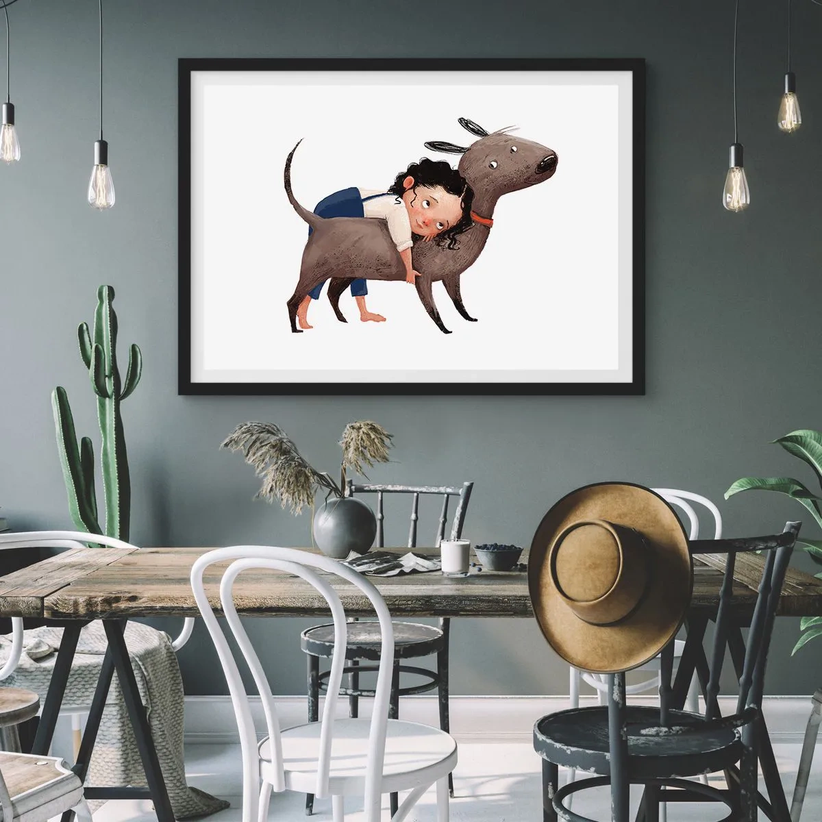 Poster in cornice nera - I migliori amici - 40x30 cm