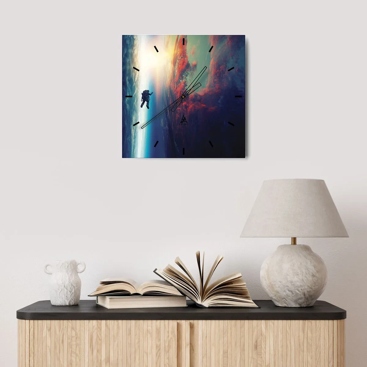 Orologio da parete - Orologio in Vetro - Affrontando l'universo - 40x40 cm