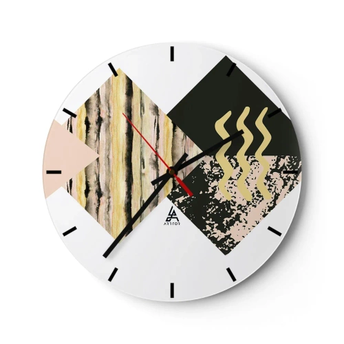 Orologio da parete - Orologio in Vetro - Motivo astratto con forme e motivi geometrici - 30x30cm - Non è così facile - Decorazione murale moderna per soggiorno, cucina e camera da letto ARTTOR