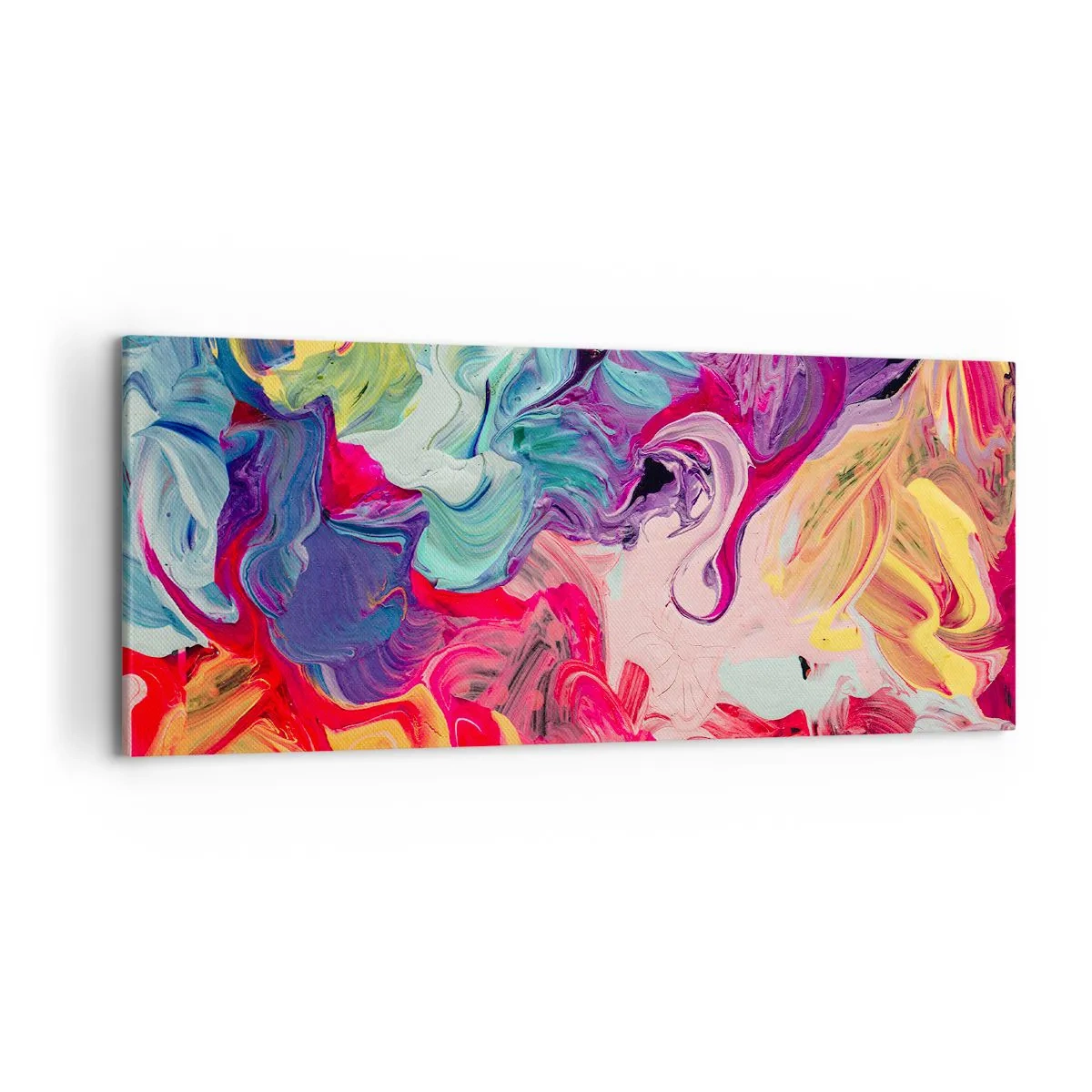 Quadro su tela - Stampe su Tela - Una composizione astratta con colori vivaci e vorticosi e una struttura dinamica. - 120x50cm - La nascita dei colori - Decorazione murale moderna per soggiorno e camera da letto ARTTOR