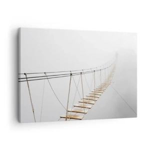 Quadro su tela - Stampe su Tela - Un ponte sospeso nella nebbia da una prospettiva minimalista - 70x50cm - Dove ti porta? - Decorazione murale moderna per soggiorno e camera da letto ARTTOR