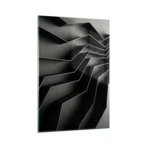 Quadro su vetro - Astrazione in bianco e nero con strutture geometriche - 80x120cm - Ordine tridimensionale - Decorazione murale moderna per soggiorno e camera da letto ARTTOR