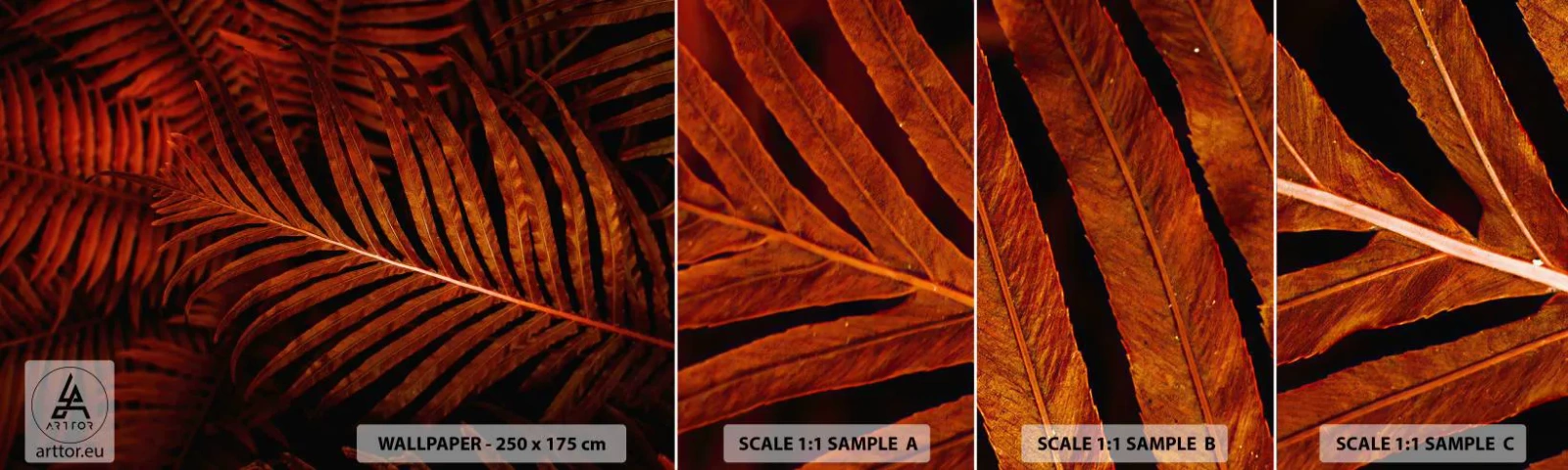 Campione Di Fotomurale Standard Eco - Il calore della vita - Astrazione, Foglie di palma, Pianta tropicale - 100x30 cm