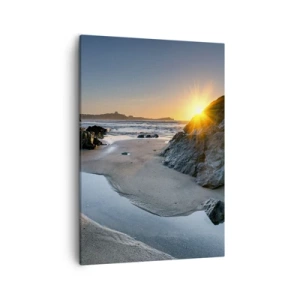 Quadro su tela - Stampe su Tela - Tramonto pittoresco su una spiaggia rocciosa - 50x70cm - Mai toccate da mano umana - Decorazione murale moderna per soggiorno e camera da letto ARTTOR
