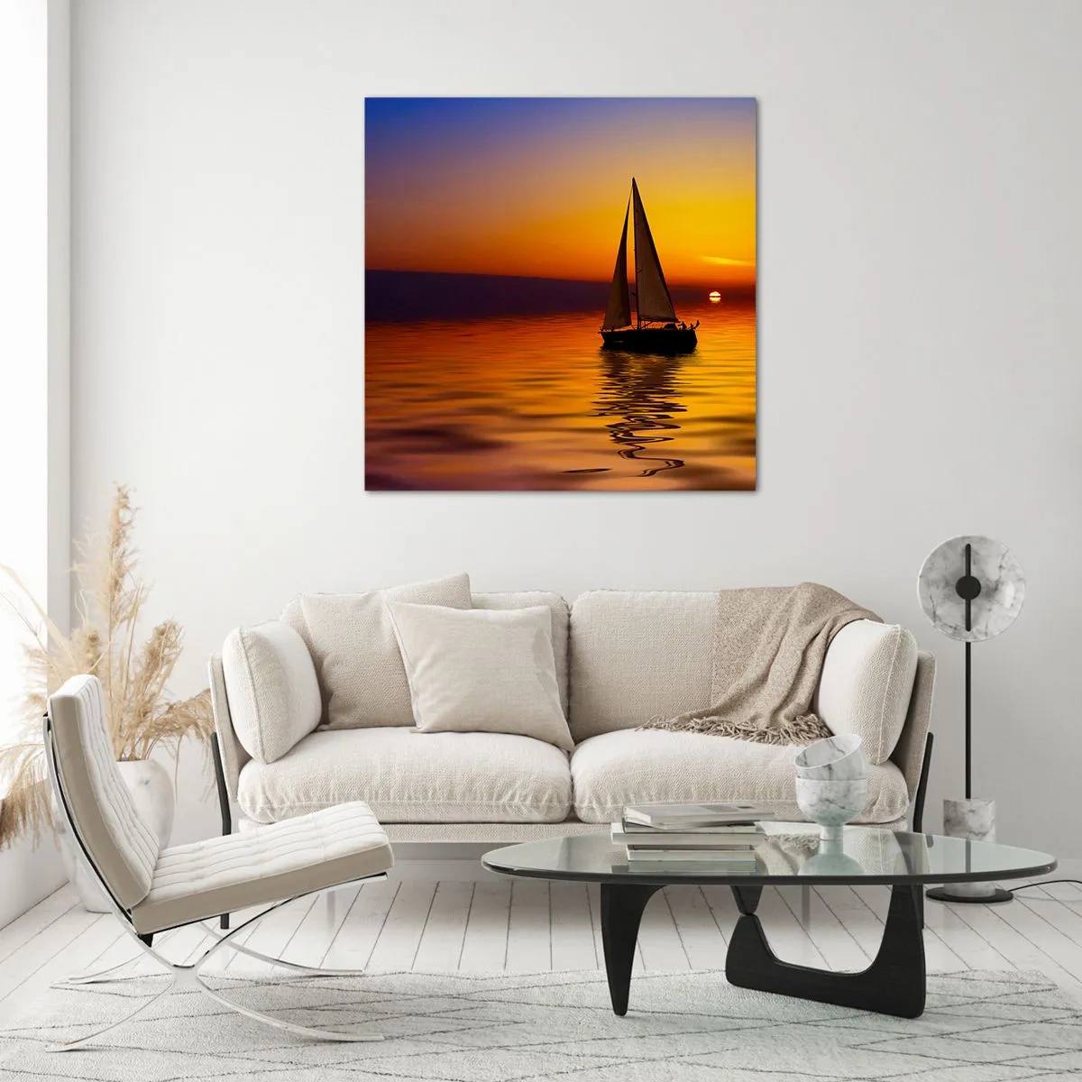 Quadro su vetro - Che silenzio al tramonto... - 70x70 cm