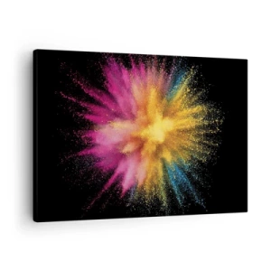 Quadro su tela - Stampe su Tela - Esplosione di polvere colorata su sfondo nero - 70x50cm - La nascita dei colori - Decorazione murale moderna per soggiorno e camera da letto ARTTOR