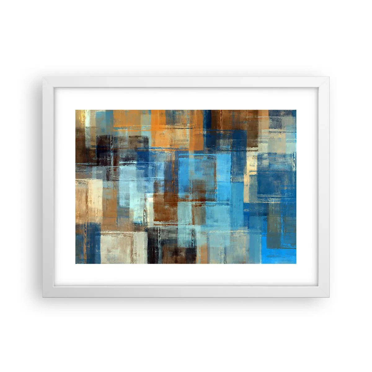 Poster in cornice bianca - Attraverso la tenda blu - 40x30 cm
