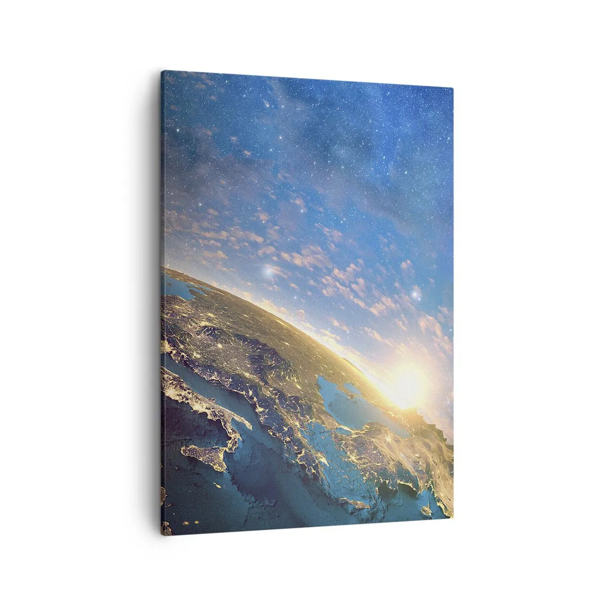 Quadro su tela - Stampe su Tela - Vista della Terra dallo spazio all'alba - 50x70cm - Guardiamoci da lontano - Decorazione murale moderna per soggiorno e camera da letto ARTTOR