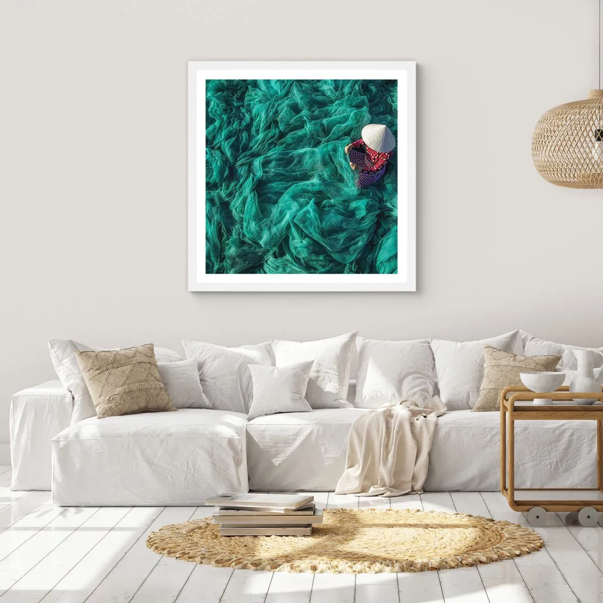 Poster in cornice bianca - Nel mare di reti - 40x40 cm