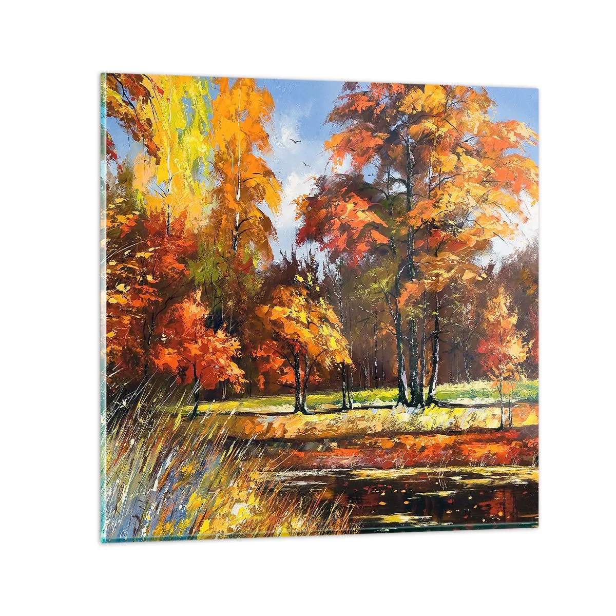 Quadro su vetro - Paesaggio in oro e marrone - 30x30 cm