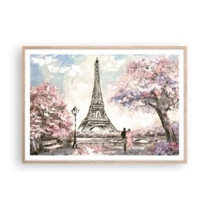 Poster in cornice rovere chiaro - Passeggiata a Parigi in aprile - 100x70 cm