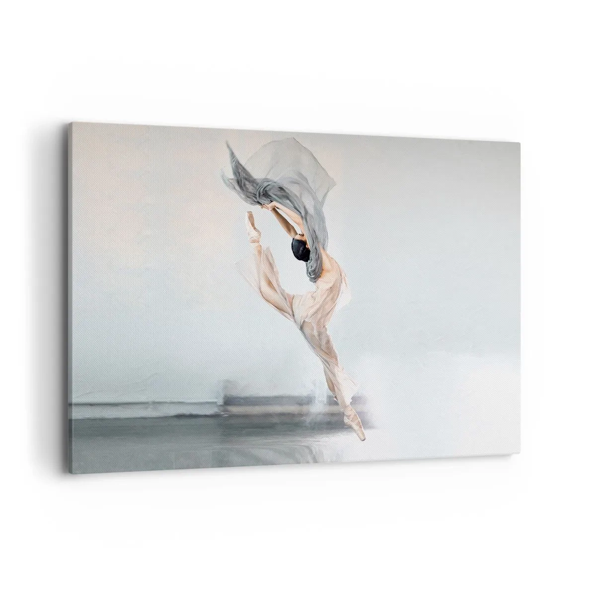 Quadro su tela - Stampe su Tela - Una ballerina in movimento dinamico su uno sfondo chiaro - 120x80cm - Nell'estasi della danza - Decorazione murale moderna per soggiorno e camera da letto ARTTOR