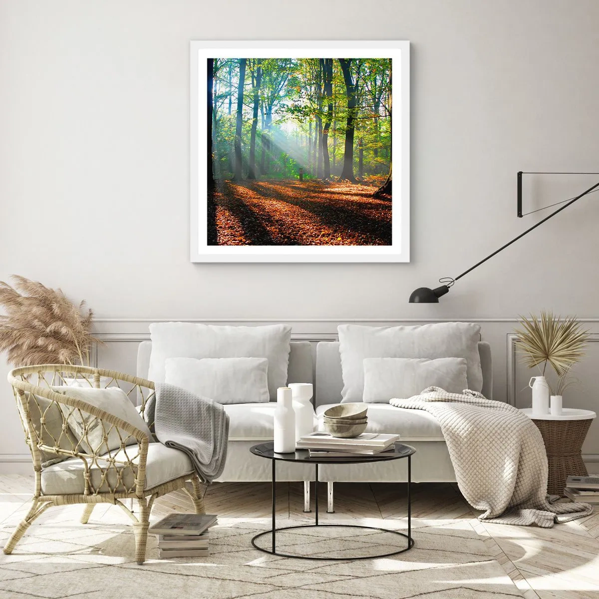 Poster in cornice bianca - Luci e ombre - 40x40 cm