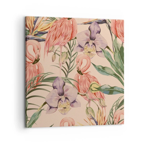 Quadro su tela - Stampe su Tela - Un ballo rosa nei fiori - 60x60 cm