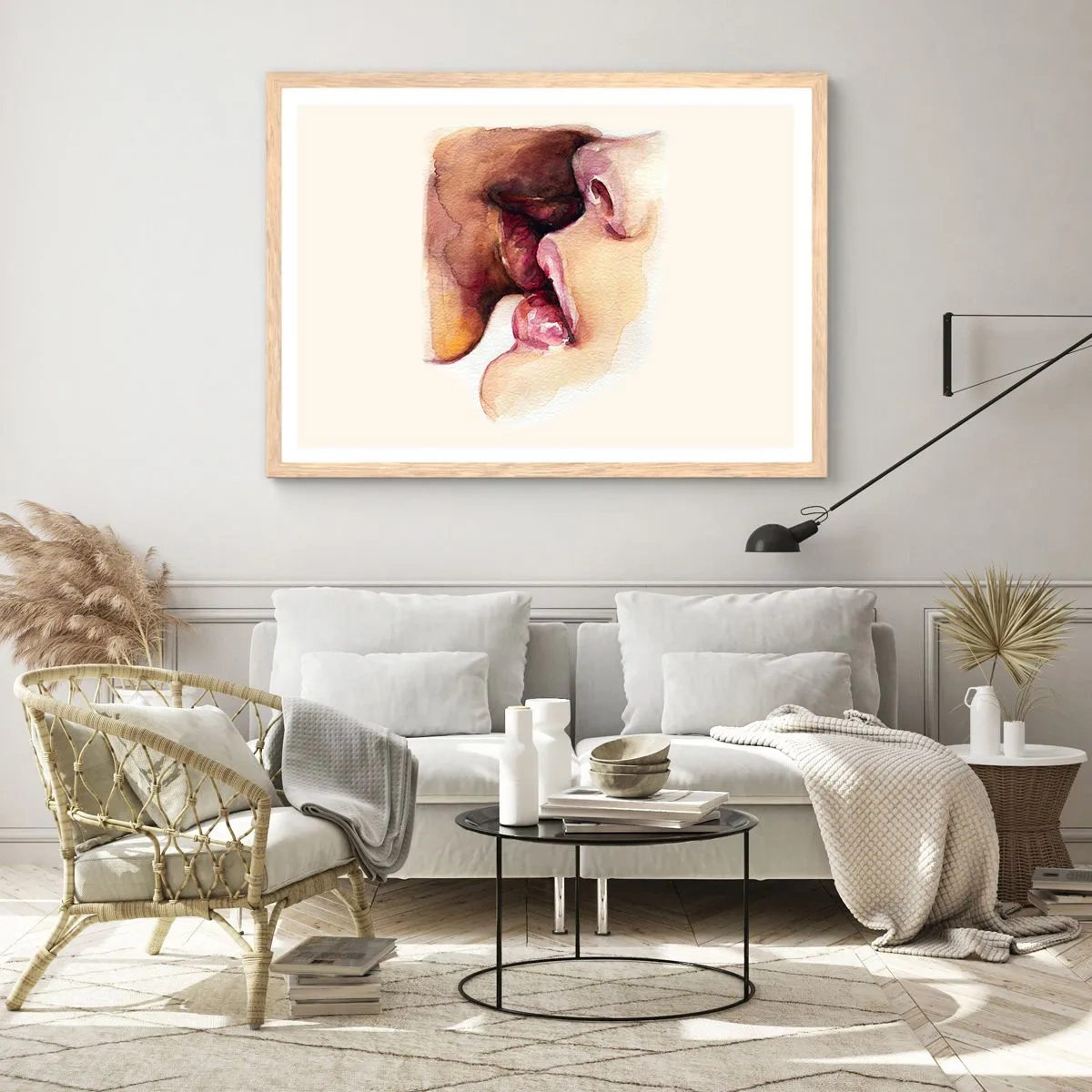 Poster in cornice rovere chiaro - Come notte e giorno, terra e cielo - 100x70 cm