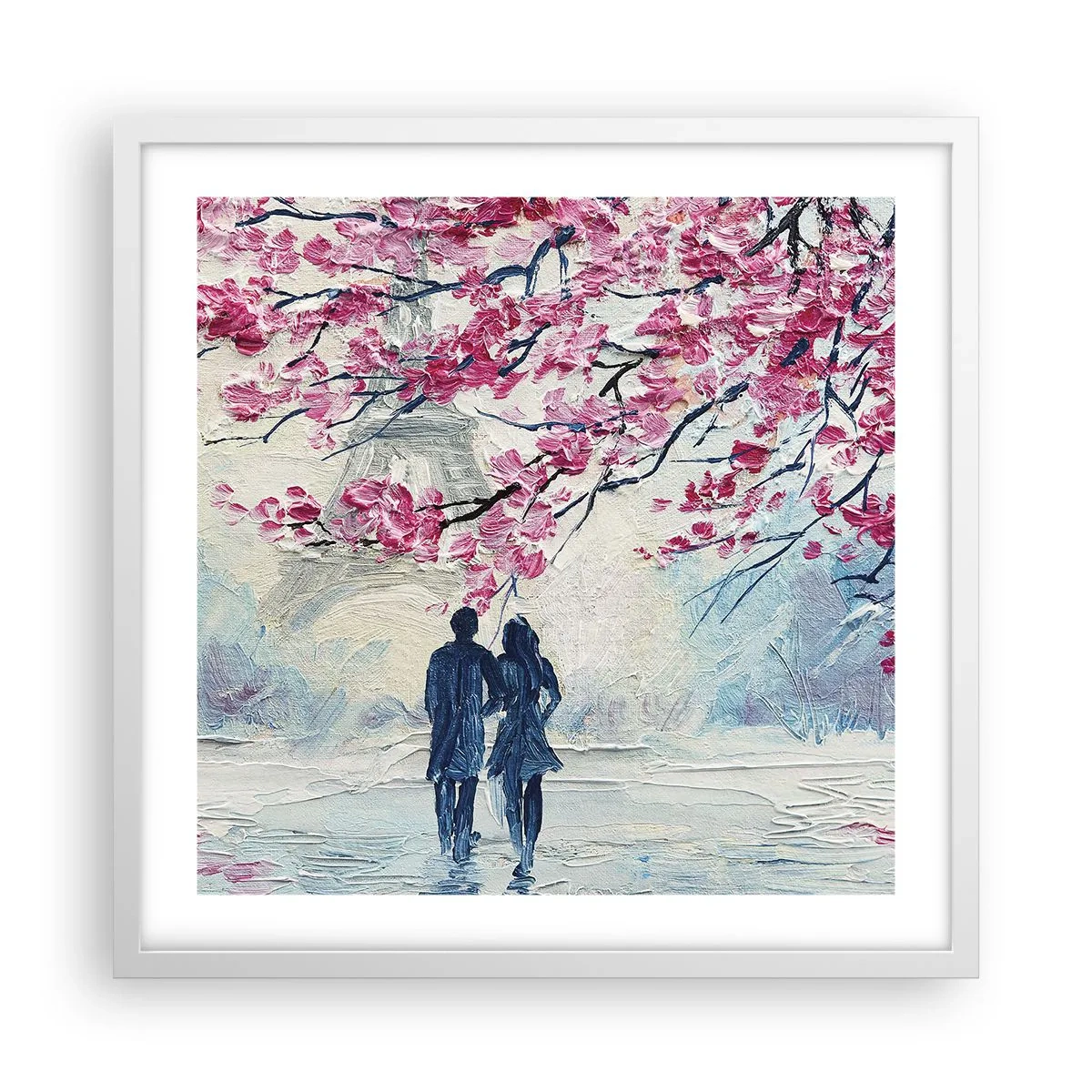 Poster in cornice bianca - Passeggiata romantica - 50x50 cm