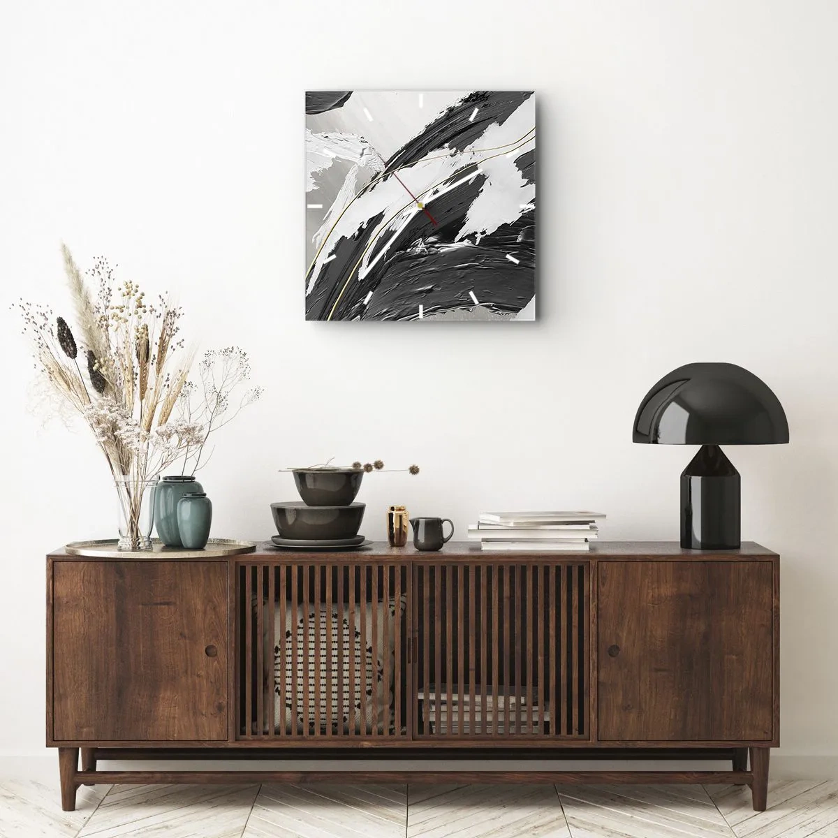 Orologio da parete - Orologio in Vetro - Astrazione con sfarzo - 40x40 cm