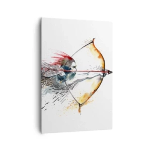 Quadro su tela - Stampe su Tela - Dipinto ad acquerello dinamico di un guerriero con arco e frecce - 70x100cm - Mitico guerriero con arco infuocato - Decorazione murale moderna per soggiorno e camera da letto ARTTOR