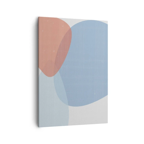 Quadro su tela - Stampe su Tela - Una composizione astratta nei toni pastello del blu e del rosa con forme organiche. - 50x70cm - Legami pastello - Decorazione murale moderna per soggiorno e camera da letto ARTTOR