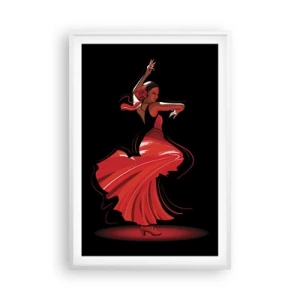 Poster in cornice bianca - Lo spirito focoso del flamenco - 61x91 cm