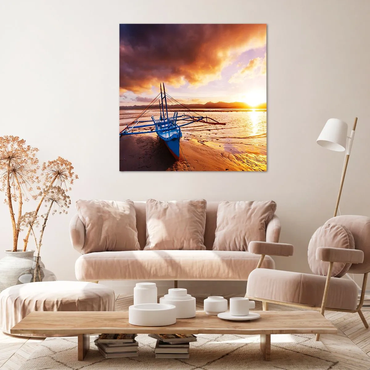 Quadro su tela - Stampe su Tela - Riposo sulla sabbia dopo l'intera giornata - 70x70 cm