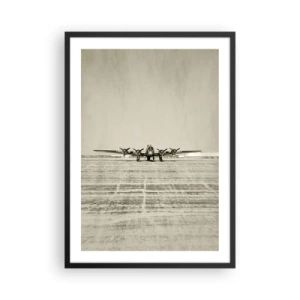Poster in cornice nera - Un aereo d'epoca sulla pista - 50x70cm - Pronto come sempre - Decorazione murale moderna per soggiorno e camera da letto ARTTOR