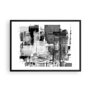 Poster in cornice nera - Composizione astratta in nero, bianco e grigio - 70x50cm - Il grigio è bello - Decorazione murale moderna per soggiorno e camera da letto ARTTOR