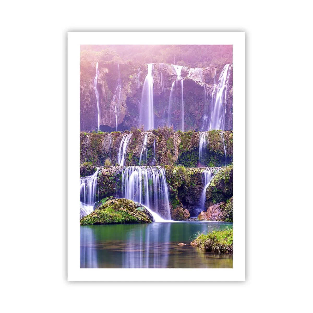 Poster - Una cascata immersa nel verde - 50x70cm - La scala verso il cielo - Decorazione murale moderna per soggiorno e camera da letto ARTTOR
