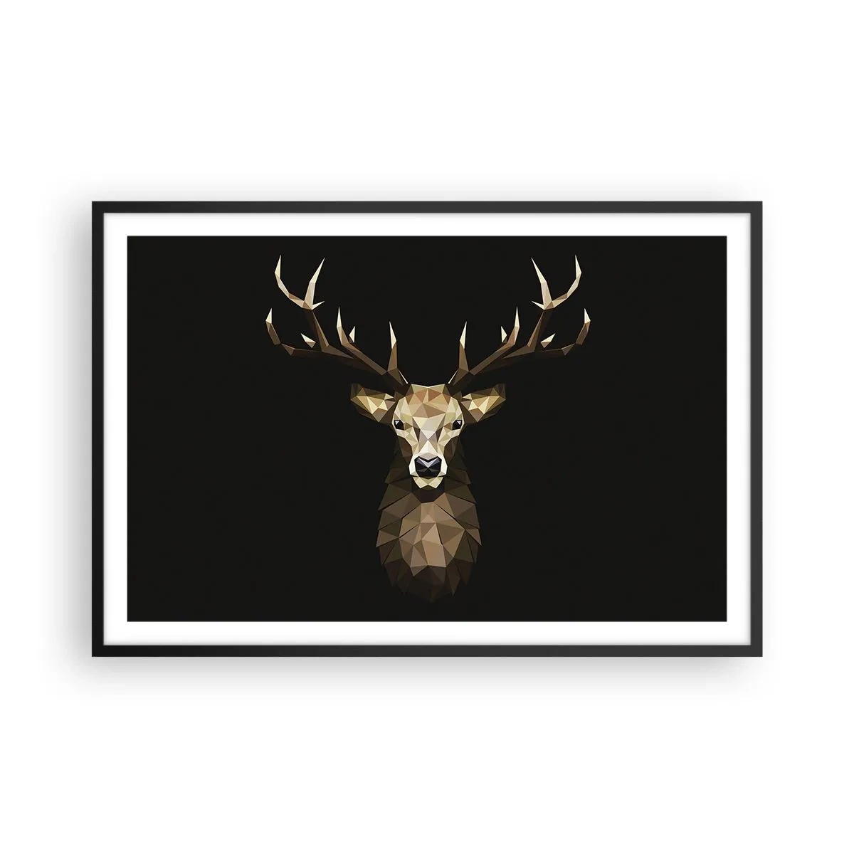 Poster in cornice nera - Cervo cubista - 91x61 cm