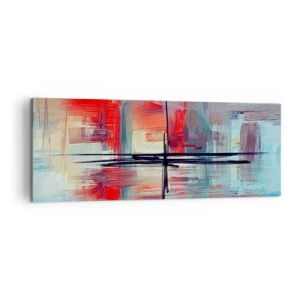Quadro su tela - Stampe su Tela - Una composizione astratta con colori intensi, linee e forme geometriche. - 140x50cm - Paesaggio in una dimensione sconosciuta - Decorazione murale moderna per soggiorno e camera da letto ARTTOR