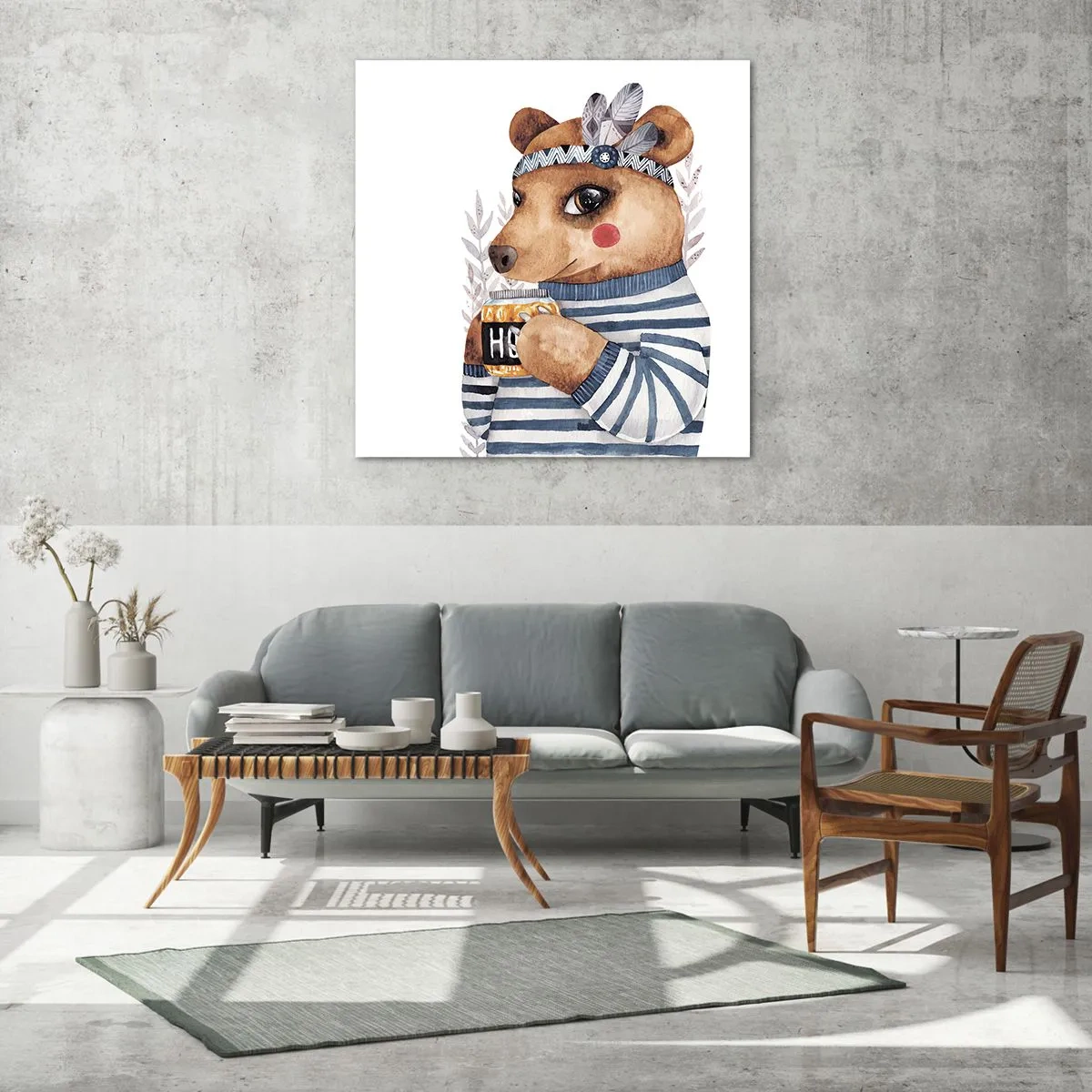 Quadro su vetro - Dolce orsetto - 50x50 cm