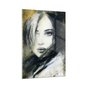 Quadro su vetro - Ritratto di donna in stile acquerello - 50x70cm - Più innocente o sensuale? - Decorazione murale moderna per soggiorno e camera da letto ARTTOR