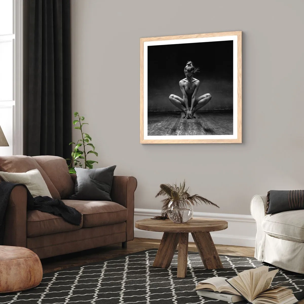 Poster in cornice rovere chiaro - La concentrazione dell'energia della danza - 50x50 cm