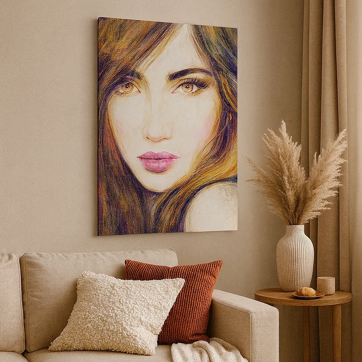 Quadro su tela - Stampe su Tela - Ritratto di donna in stile pittorico - 50x70cm - Un penny per i tuoi pensieri - Decorazione murale moderna per soggiorno e camera da letto ARTTOR