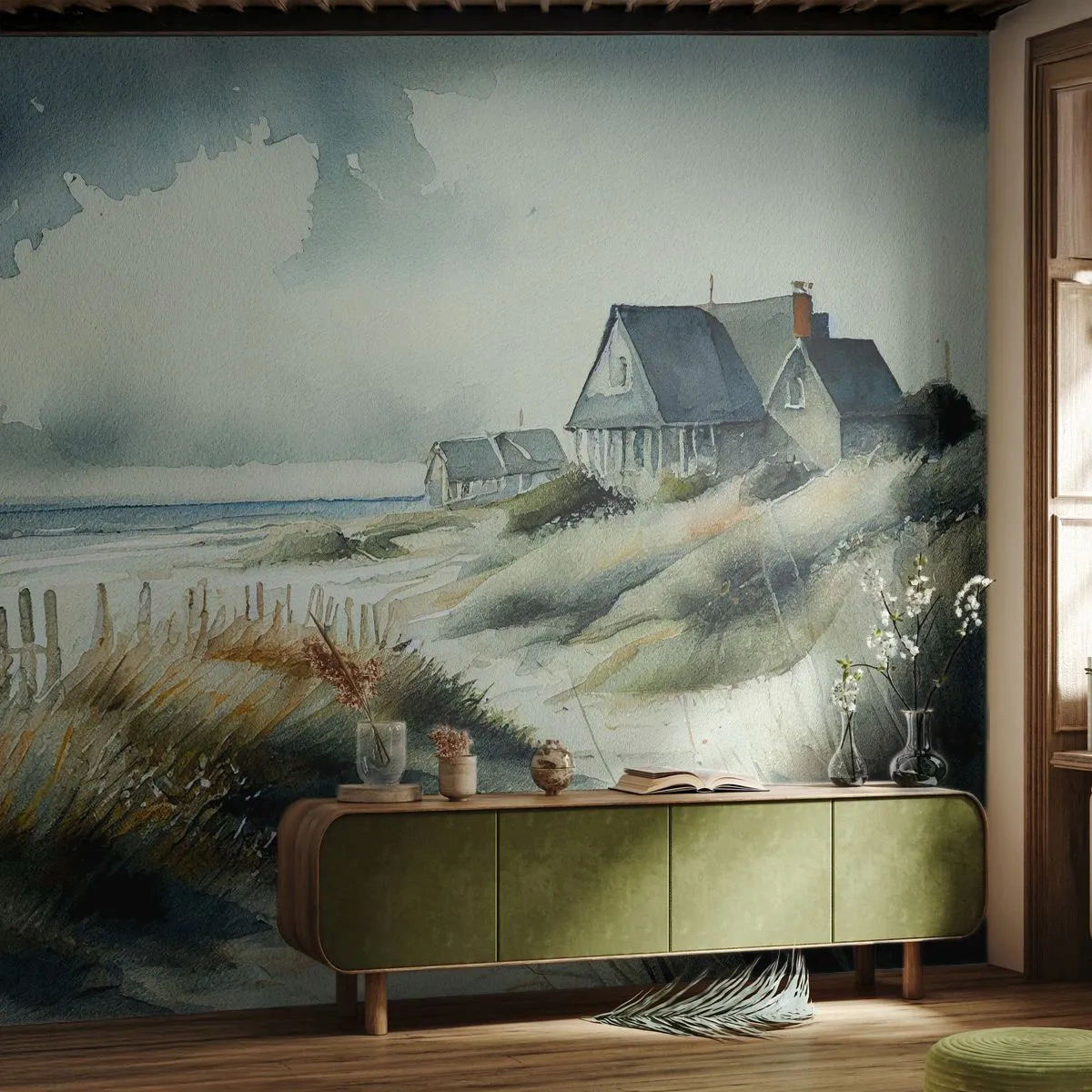 Fotomurale su misura Adesiva Deluxe Sticker - Lontano dal caos - Casa, Spiaggia, Mare