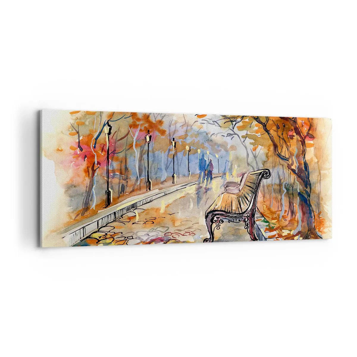 Quadro su tela - Stampe su Tela - Passeggiando insieme l'autunno - 100x40 cm