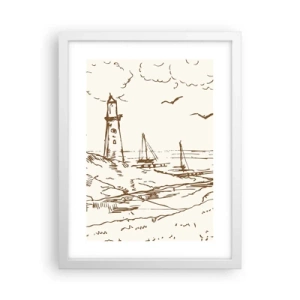 Poster in cornice bianca - Schizzo dei ricordi d'estate - 30x40 cm