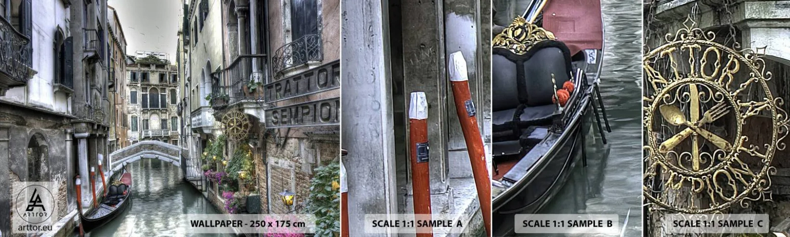 Campione di Fotomurale Adesivo Deluxe Sticker - Da secoli in silenziosa riflessione - Venezia, Città, Architettura - 100x30 cm