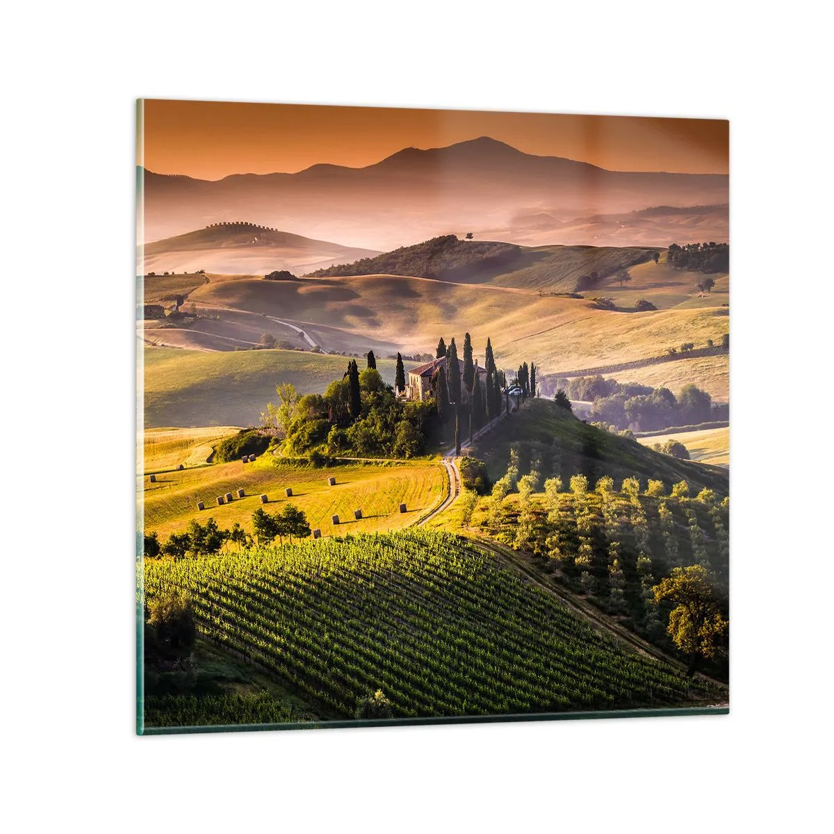 Quadro su vetro - Arcadia: paesaggio toscano - 70x70 cm