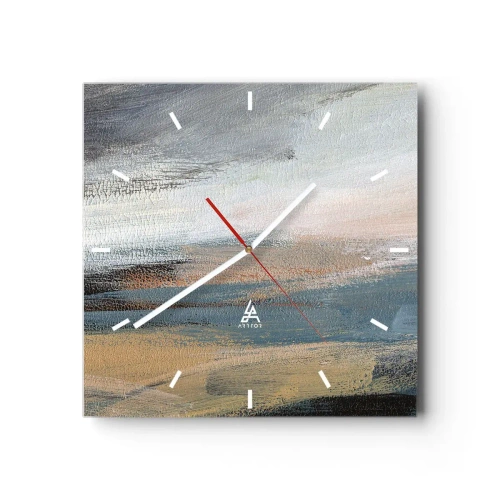 Orologio da parete - Orologio in Vetro - Paesaggio astratto in tenui tonalità di blu e beige - 30x30cm - Astrazione: paesaggio del nord - Decorazione murale moderna per soggiorno e camera da letto ARTTOR