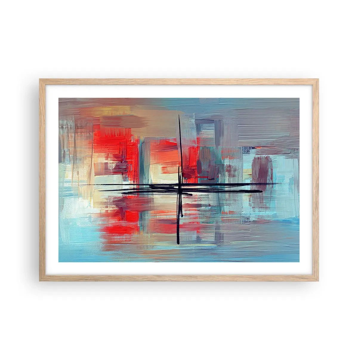 Poster in cornice rovere chiaro - Paesaggio in una dimensione sconosciuta - 70x50 cm