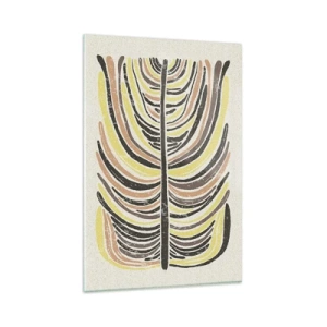 Quadro su vetro - Motivo astratto a foglia nei toni della terra - 80x120cm - Astrazione piena di vita - Decorazione murale moderna per soggiorno e camera da letto ARTTOR
