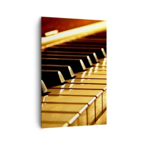 Quadro su tela - Stampe su Tela - Tastiera di pianoforte illuminata da luce dorata - 80x120cm - Possibilità illimitate - Decorazione murale moderna per soggiorno e camera da letto ARTTOR