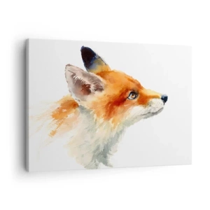 Quadro su tela - Stampe su Tela - Volpe rossa in stile acquerello su sfondo bianco - 70x50cm - La prudenza non è mai troppa - Decorazione murale moderna per soggiorno e camera da letto ARTTOR