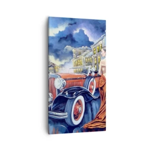 Quadro su tela - Stampe su Tela - Notturno in blu e coralli - 55x100 cm