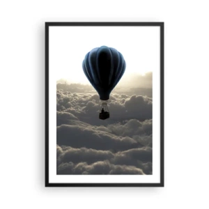 Poster in cornice nera - Un palloncino nero che fluttua sopra le nuvole - 50x70cm - Viaggiatore sopra le nuvole - Decorazione murale moderna per soggiorno e camera da letto ARTTOR