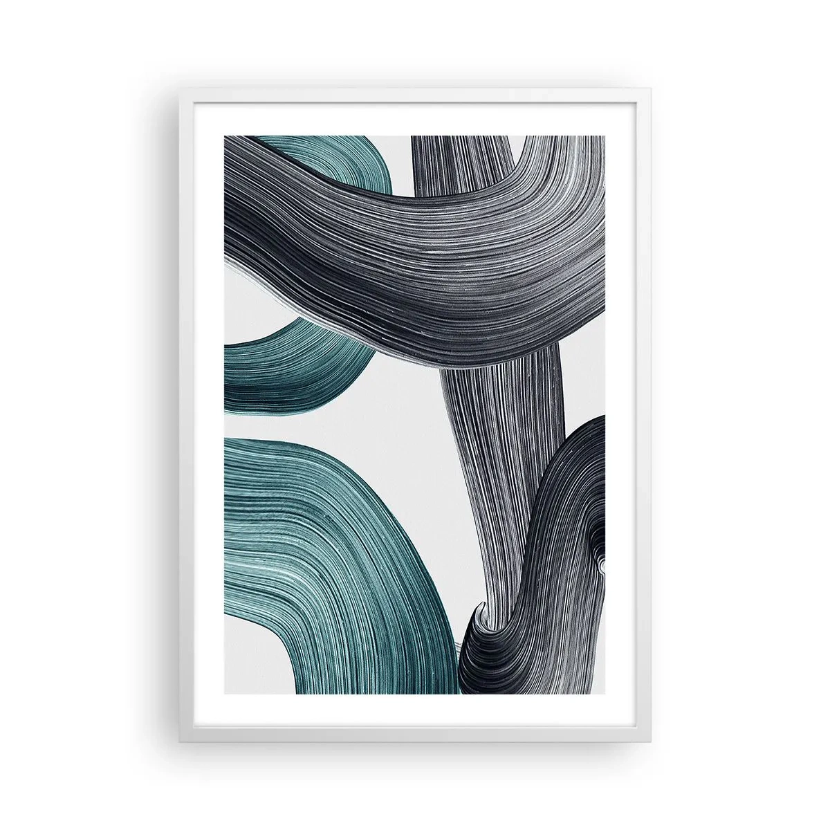 Poster in cornice bianca - Tracce smeraldo e nero - 50x70 cm