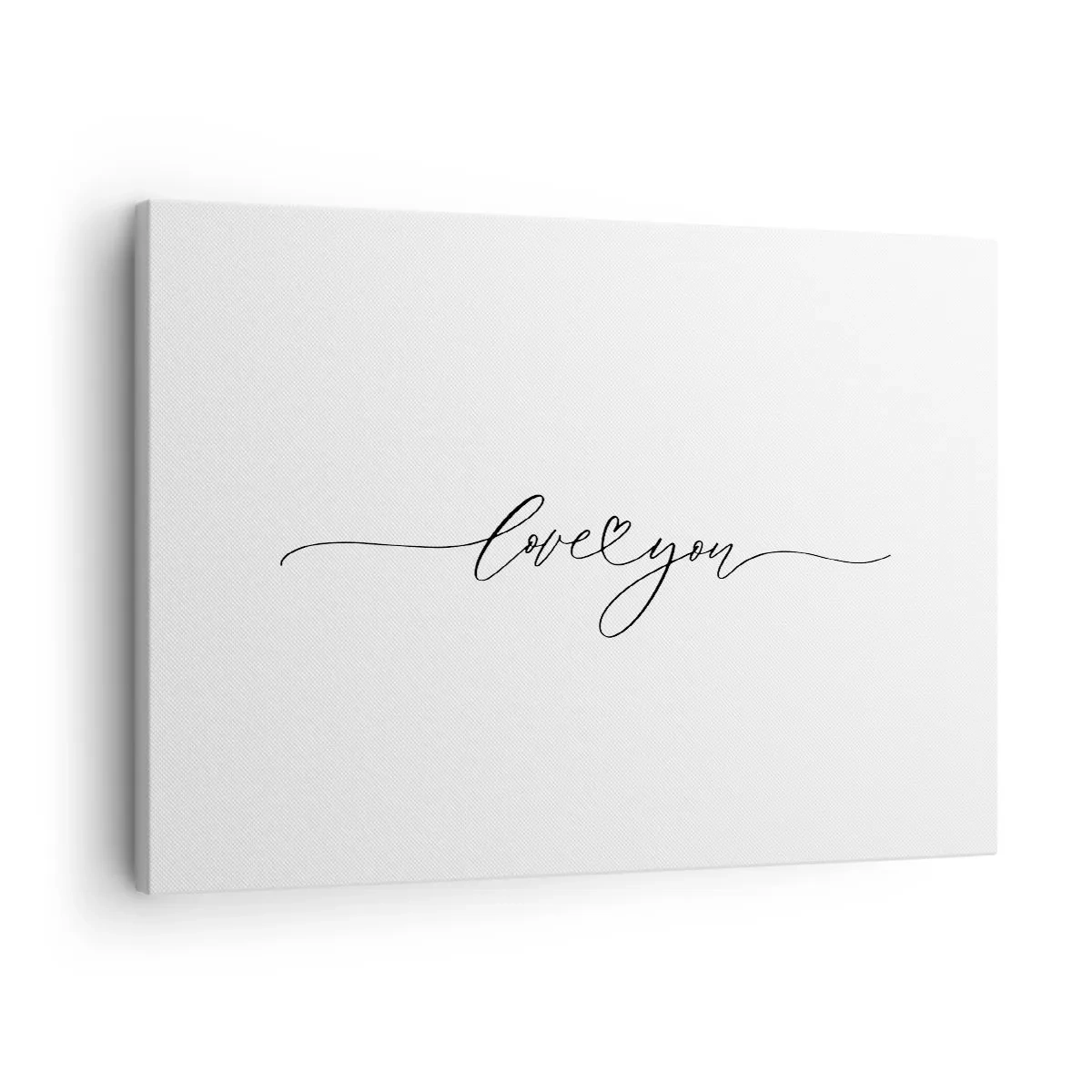 Quadro su tela - Stampe su Tela - La scritta "Ti amo" in un carattere elegante - 70x50cm - Bianco e nero - Decorazione murale moderna per soggiorno e camera da letto ARTTOR